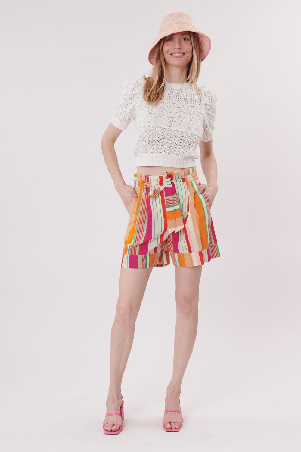 derhy Short ample imprimé rayé avec ceinture WALLABY