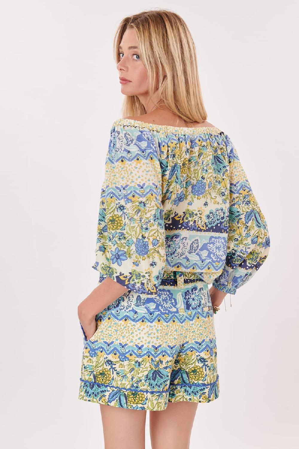 Derhy Short Imprimé Taille Haute Ceinturé Et Broderies WALLYS