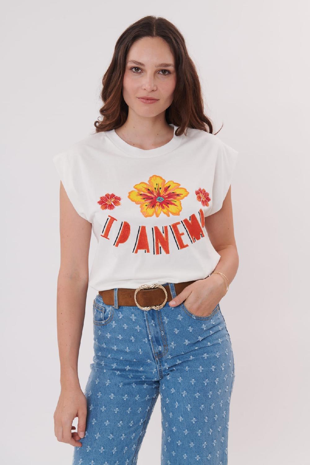 Derhy Tee-shirt Imprimé Et Brodé épaules Larges KATELL