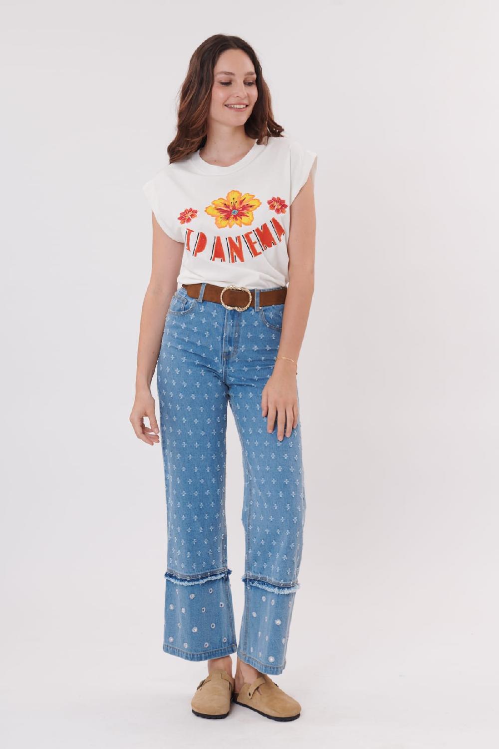 Derhy Tee-shirt Imprimé Et Brodé épaules Larges KATELL