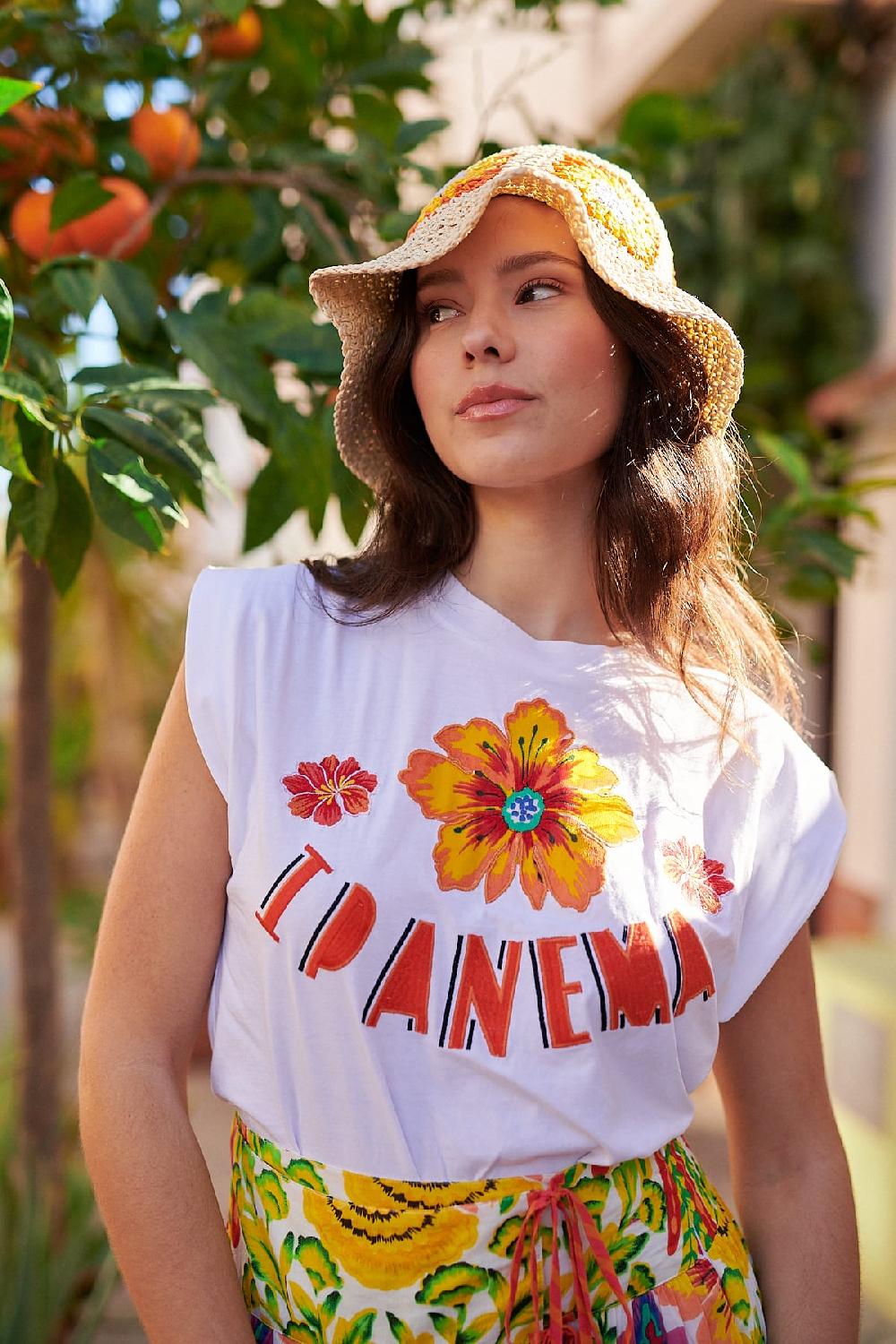 derhy Tee-shirt imprimé et brodé épaules larges KATELL