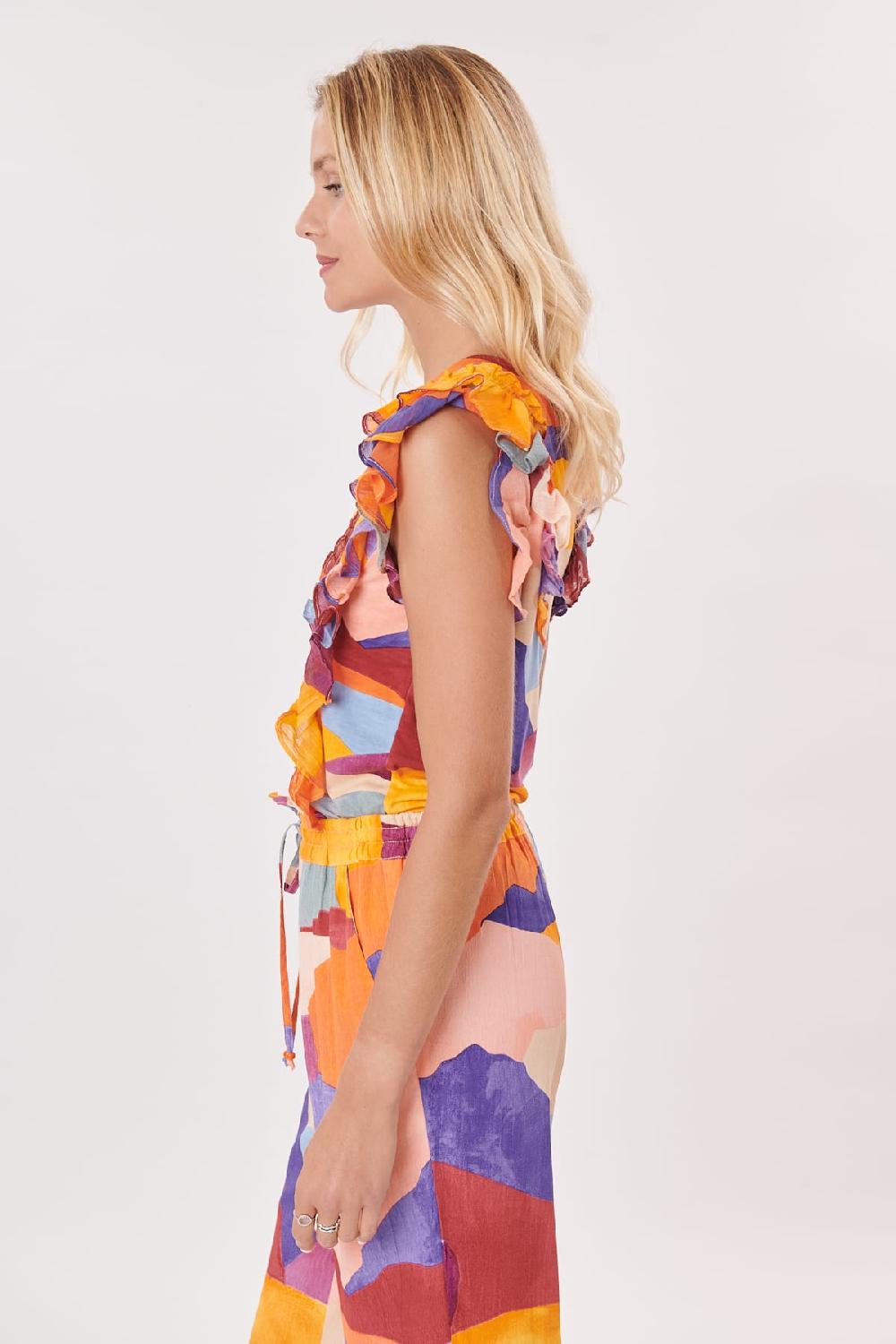 Derhy Tee-shirt Imprimé Sans Manches à Volants KINSLEY