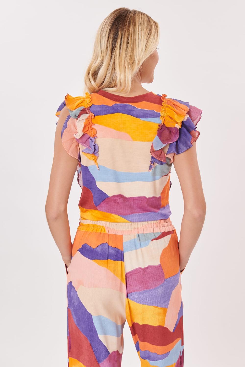 Derhy Tee-shirt Imprimé Sans Manches à Volants KINSLEY