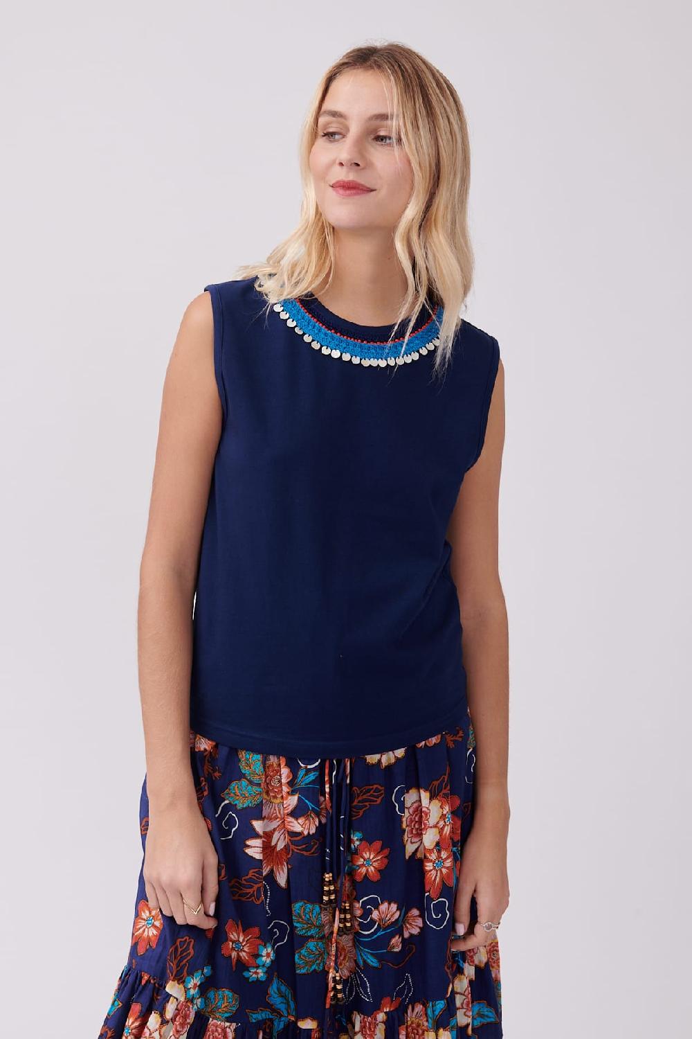 Derhy Tee-shirt Uni En Jersey Avec Broderies KEMINA