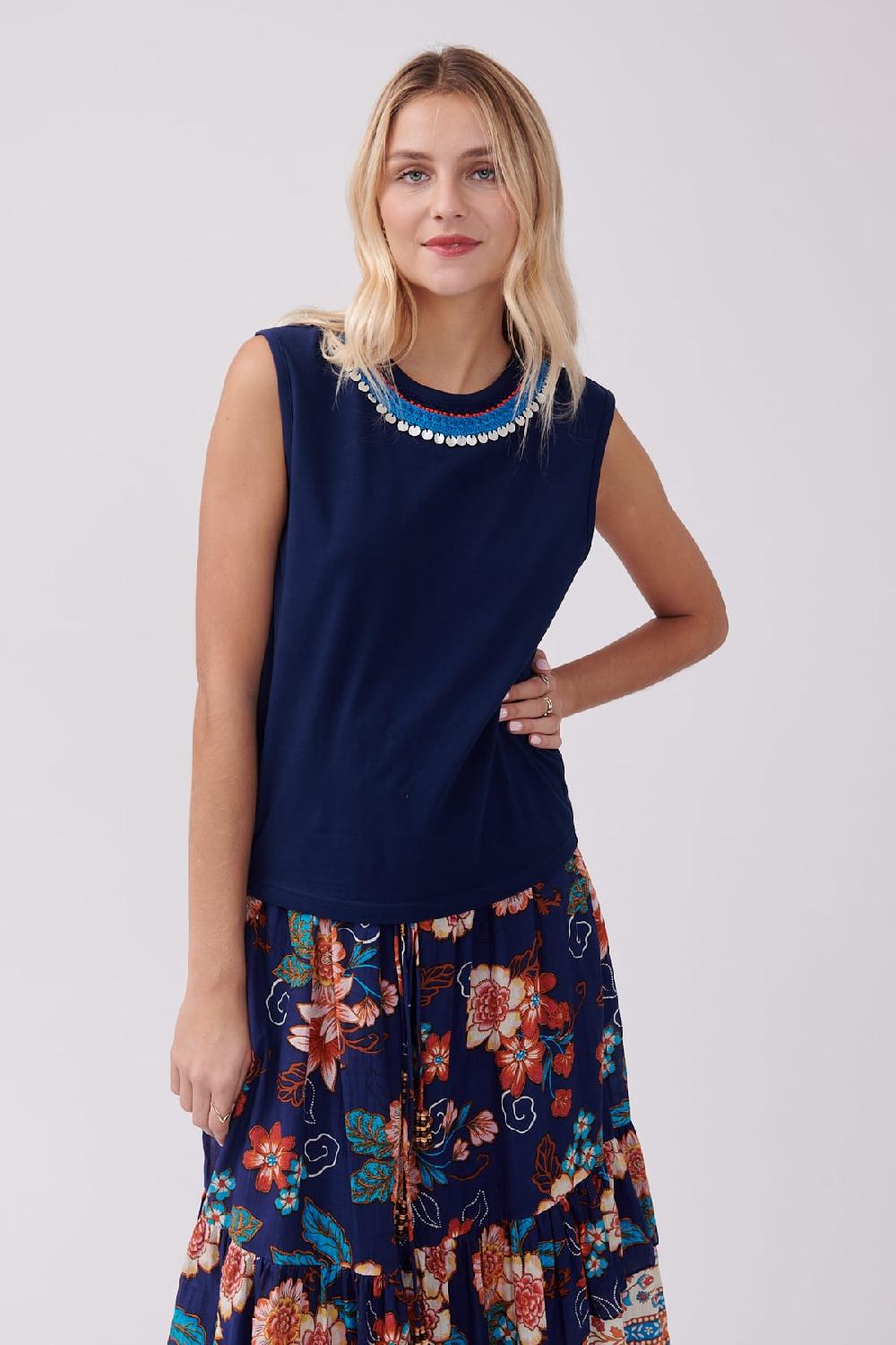 derhy Tee-shirt uni en jersey avec broderies KEMINA