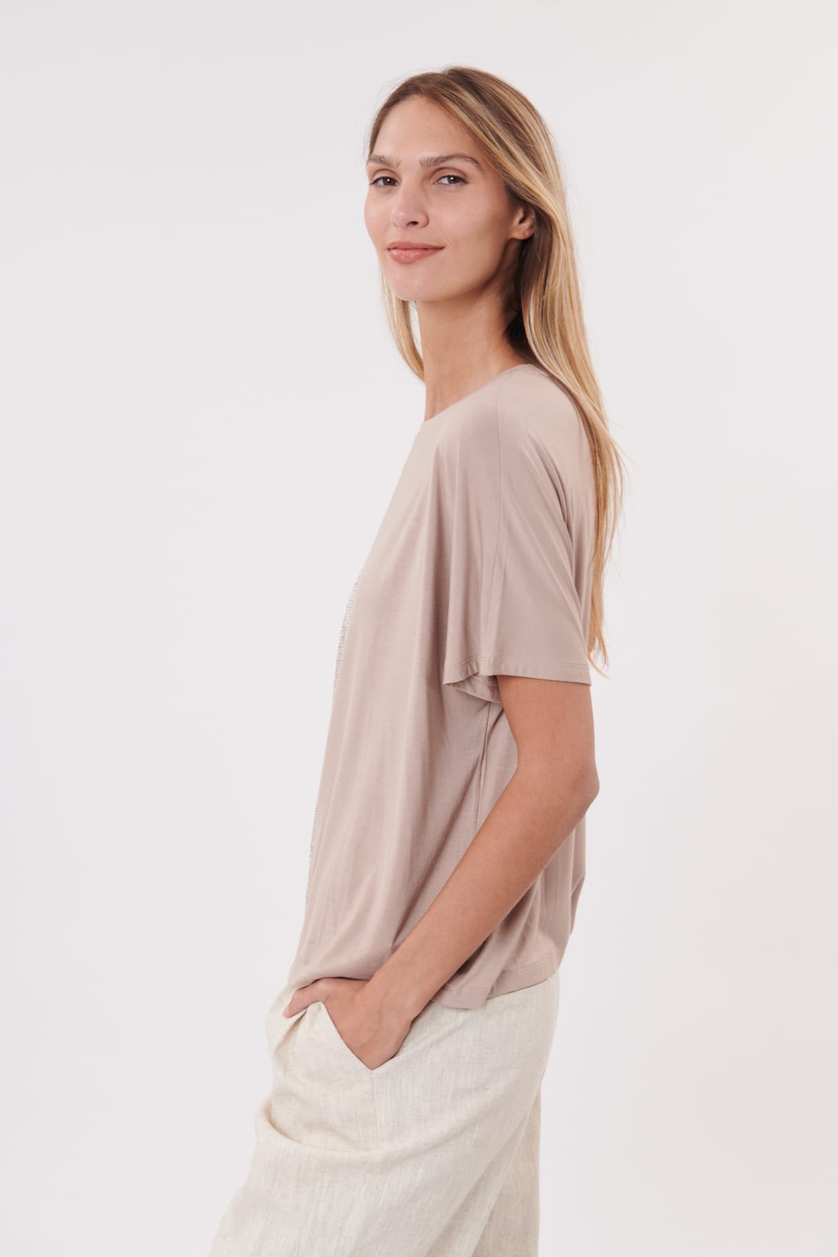 Derhy Tee-shirt Uni Manches Courtes à Sequins KALANI