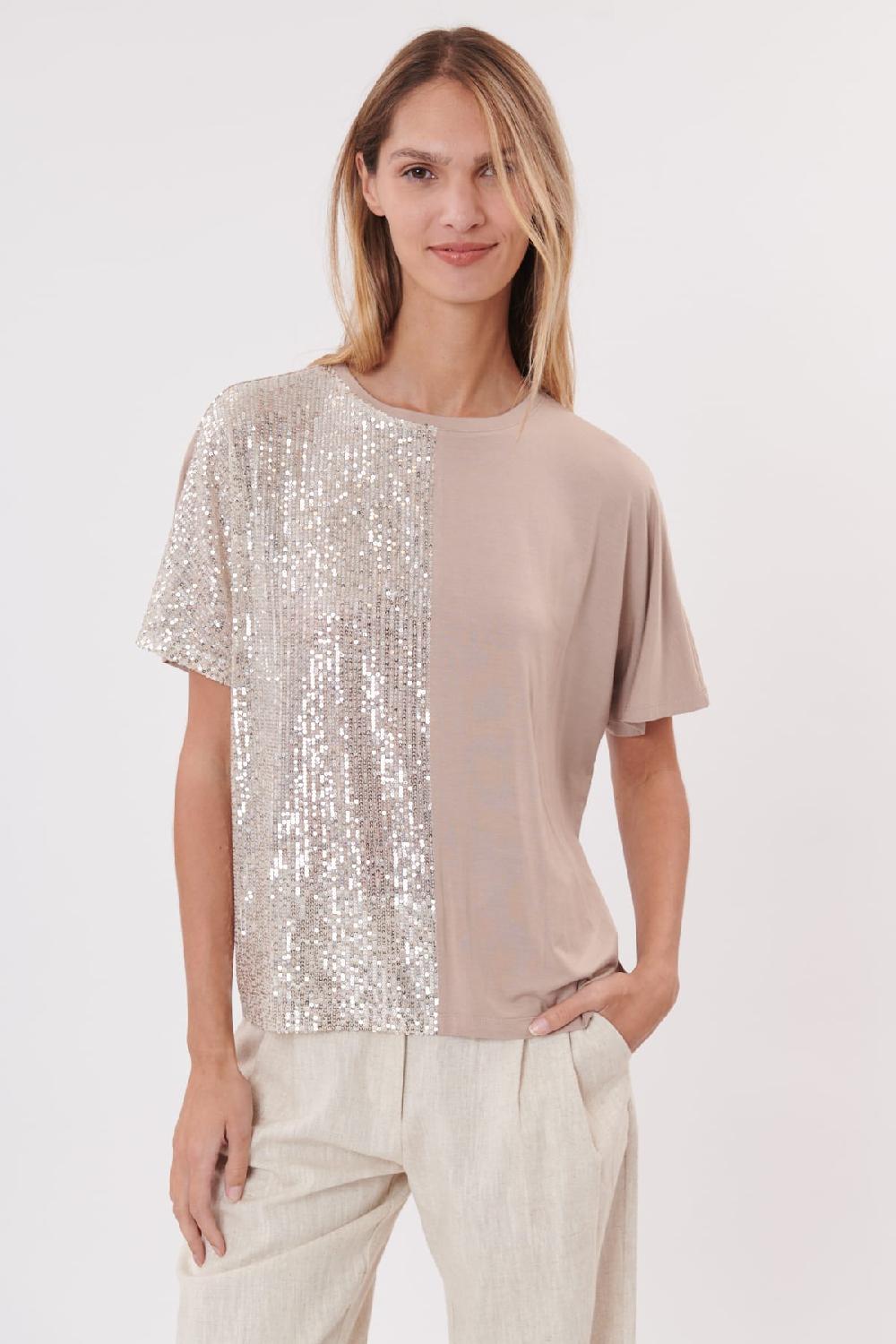 derhy Tee-shirt uni manches courtes à sequins KALANI