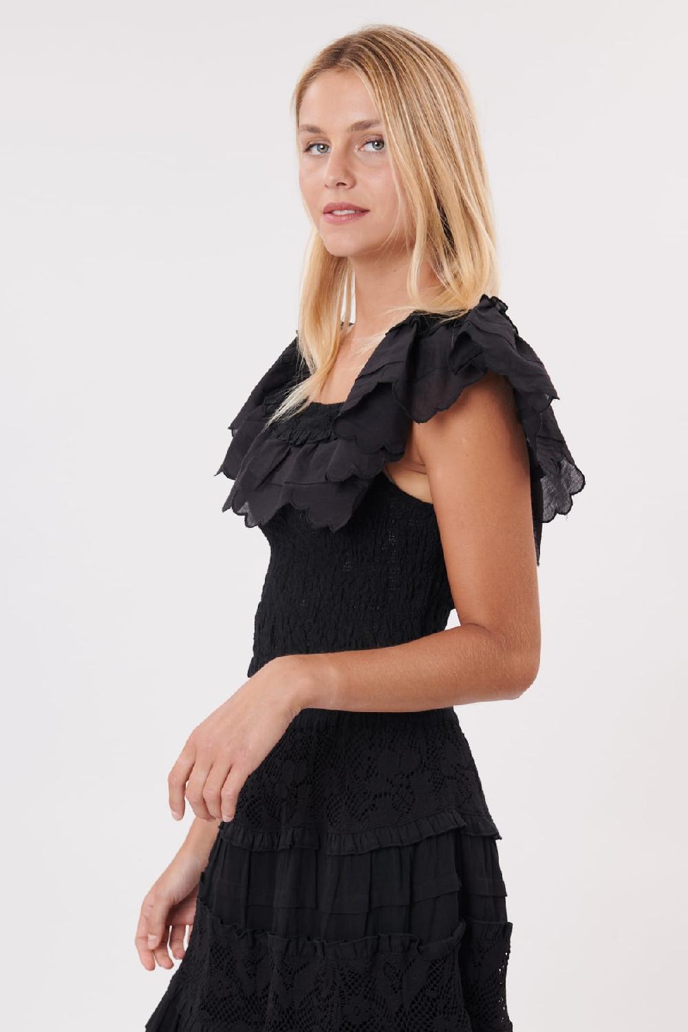 Derhy Top Court à Bretelles En Dentelle Et Volants OCTOBRE