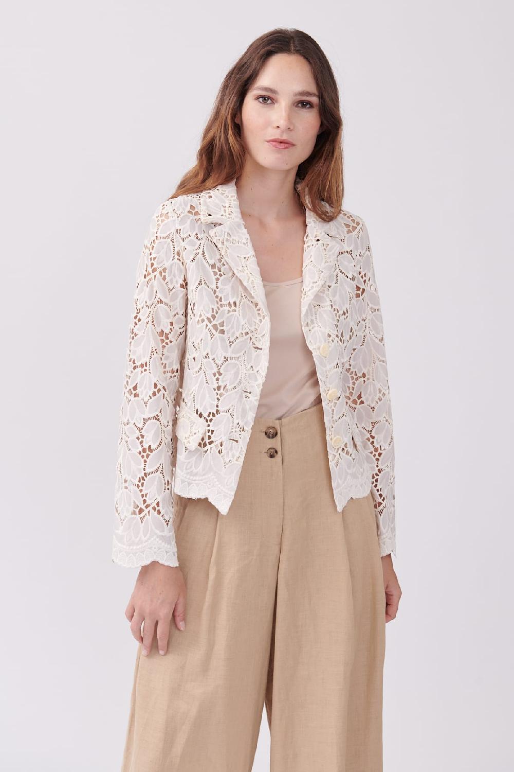 derhy Veste chemise manches longues ajourée fleurs YOANA