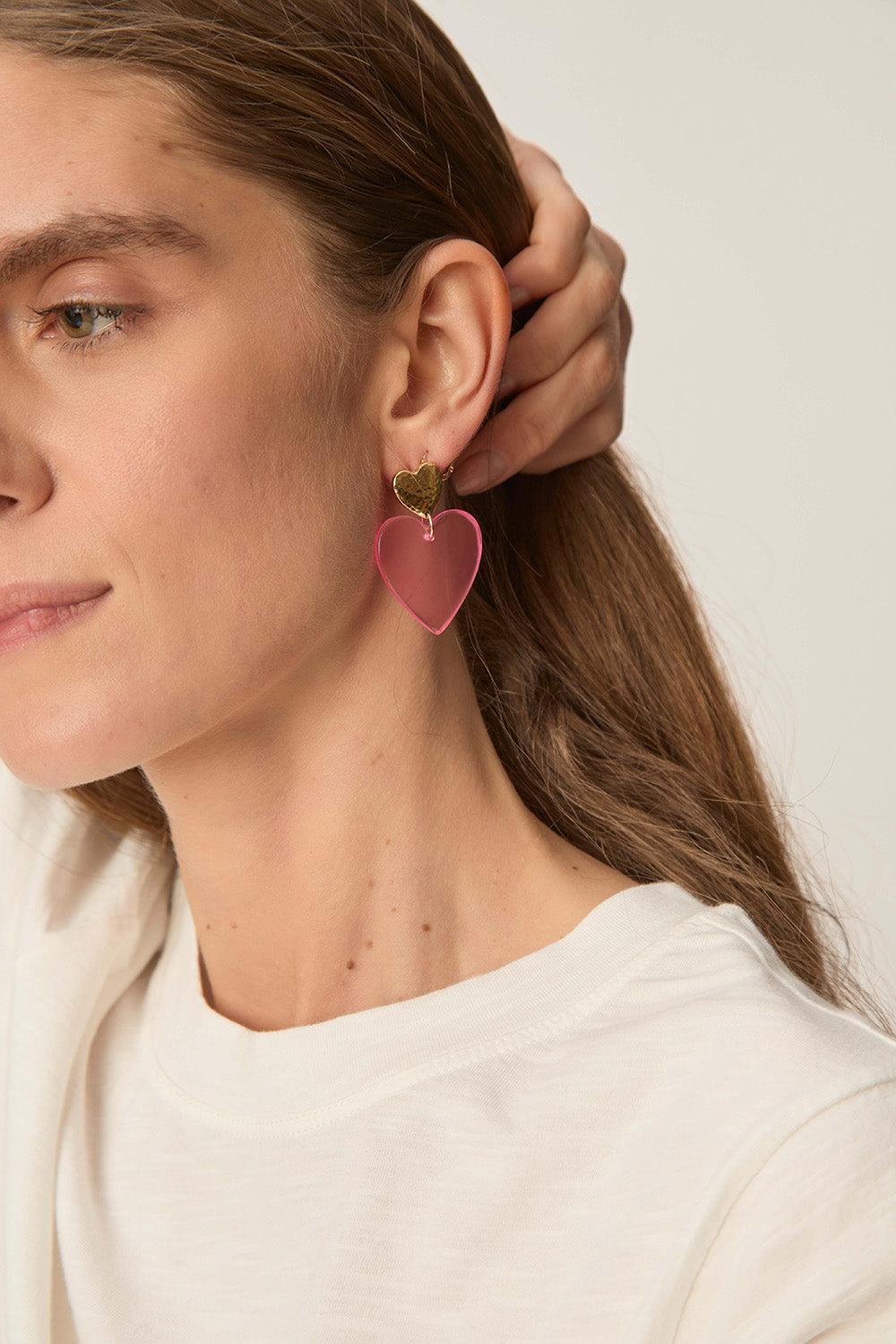 Des Petit Hauts Boucles D'Oreilles Nathou Rose Fluo