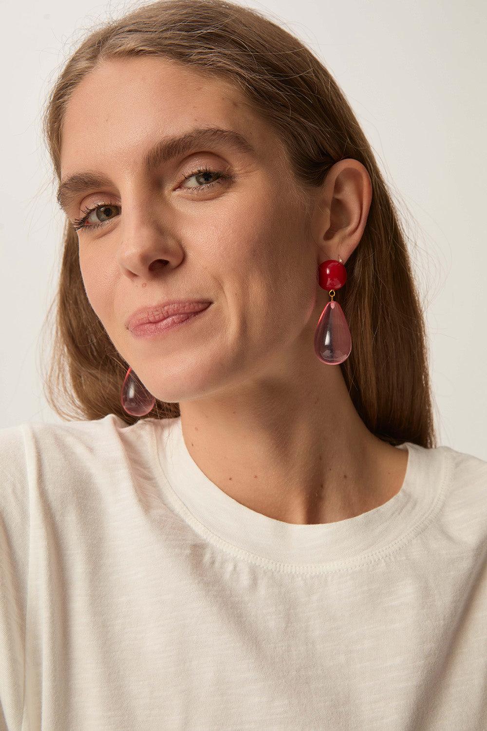 Des Petit Hauts Boucles D'Oreilles Nilia Cerise/Bubble