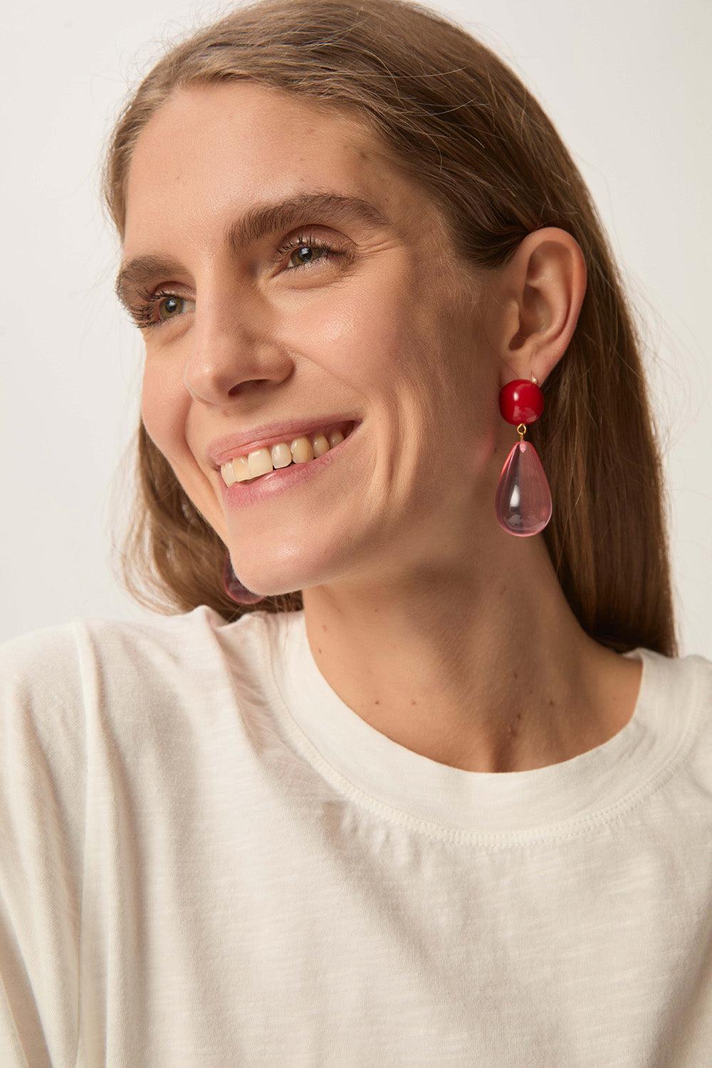 des petit hauts Boucles D'Oreilles Nilia Cerise/Bubble