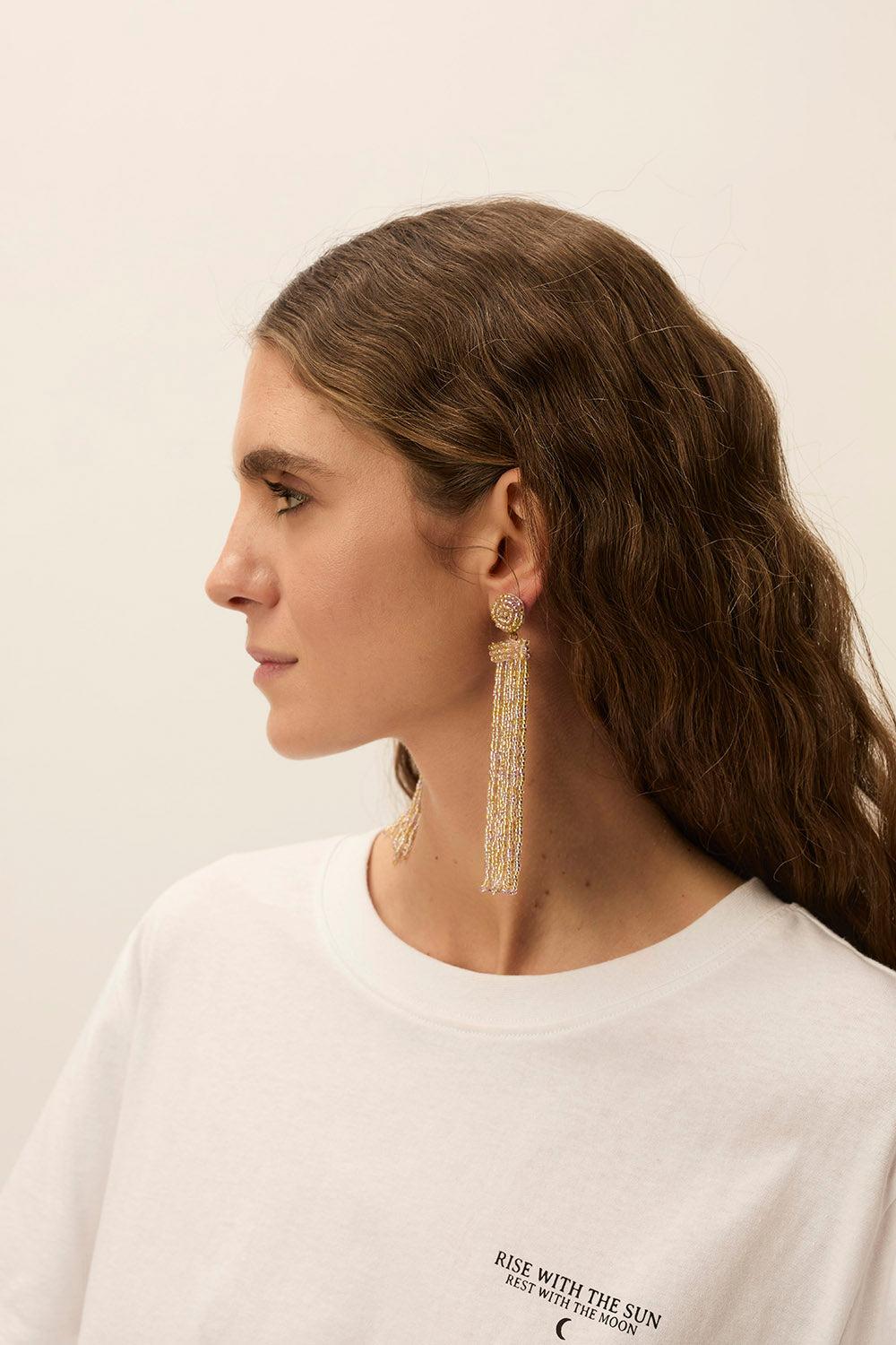 des petit hauts Boucles D'Oreilles Nysodore Beurre/Ecru/Lilas