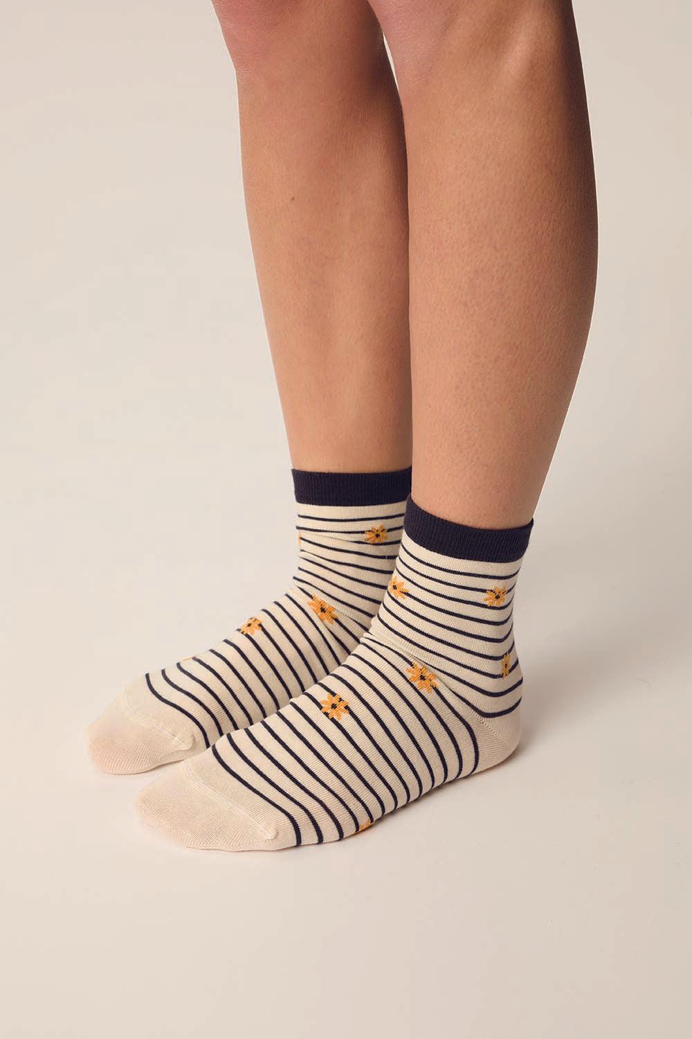 Des Petit Hauts Chaussettes Marcello Raye Ecru/Marine