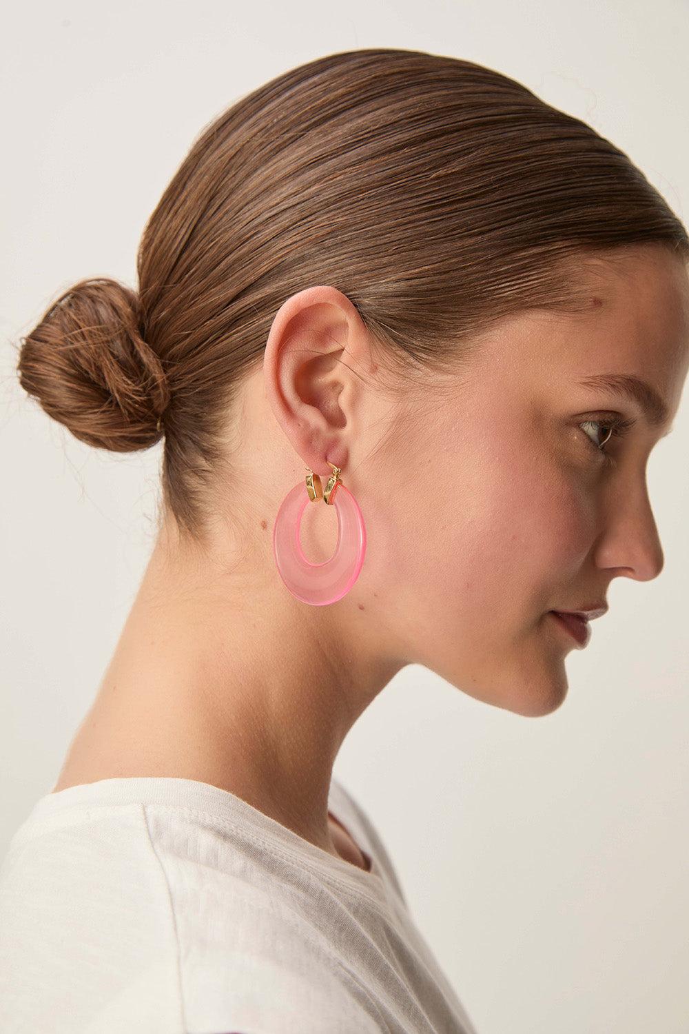 des petit hauts Boucles D'Oreilles Nadi Rose Fluo