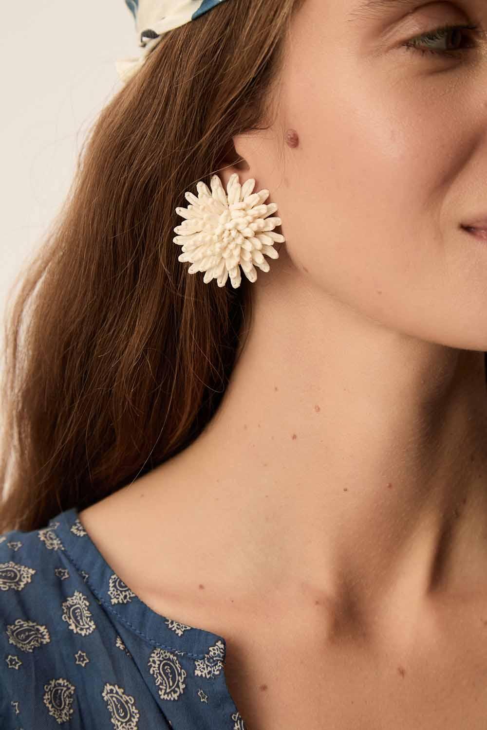 Des Petit Hauts Boucles D'Oreilles Nodetta Ecru