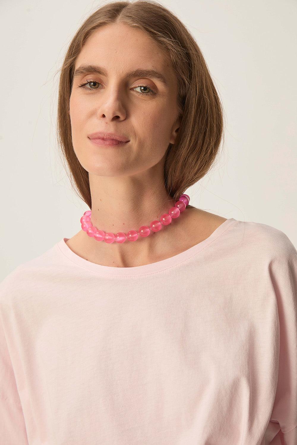 des petit hauts Collier Naples Rose Fluo