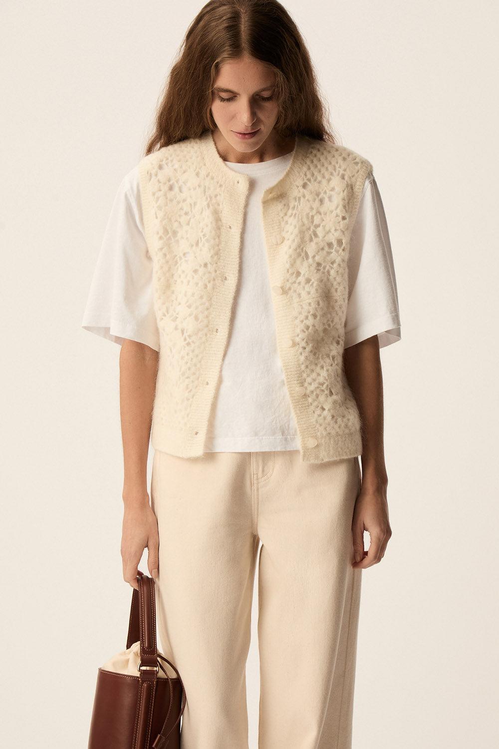 des petit hauts Gilet Cemilie Creme