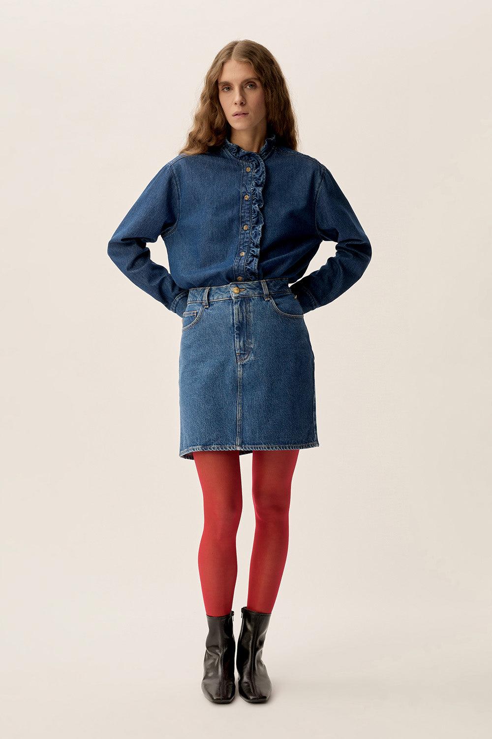 des petit hauts Jupe Loubaba Middle Blue