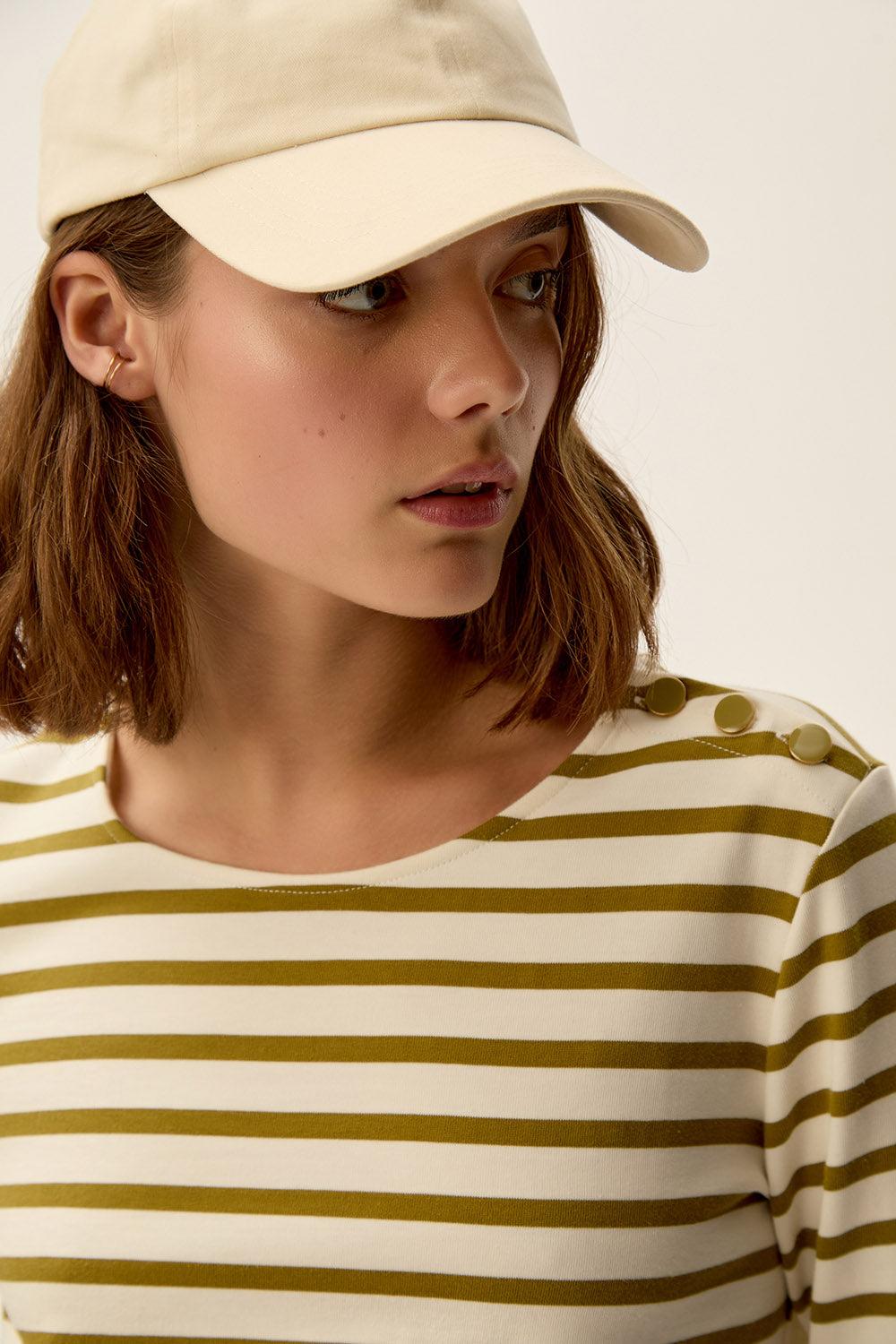 Des Petit Hauts Marinière Filipette Ecru/Basilic