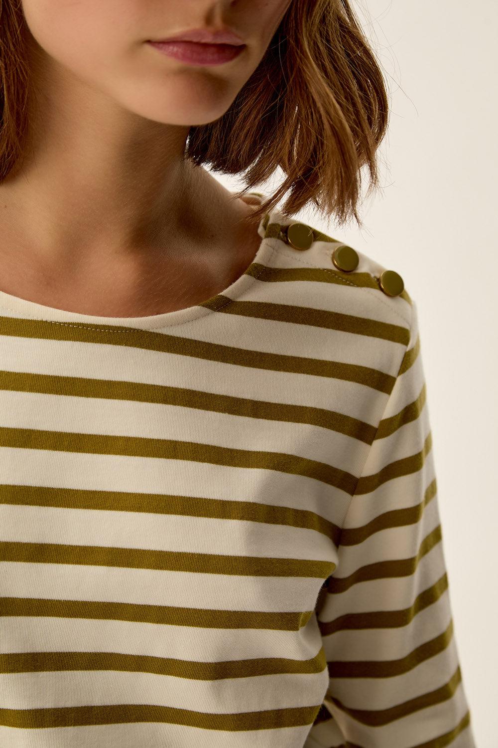 Des Petit Hauts Marinière Filipette Ecru/Basilic