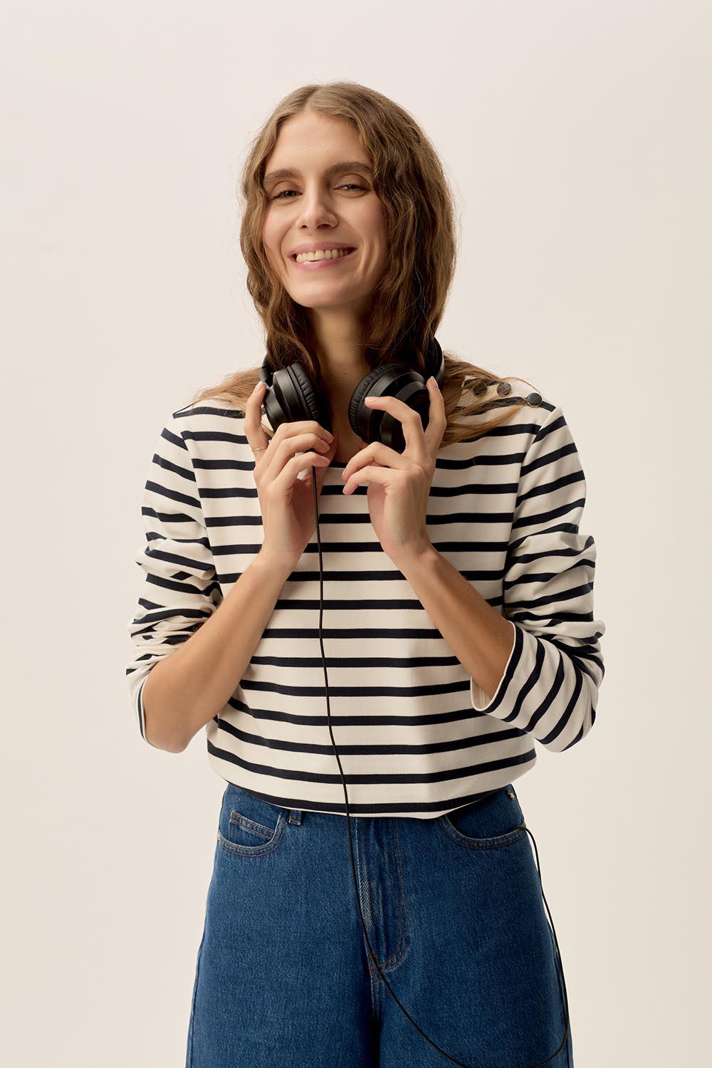 Des Petit Hauts Marinière Filipette Ecru/Marine