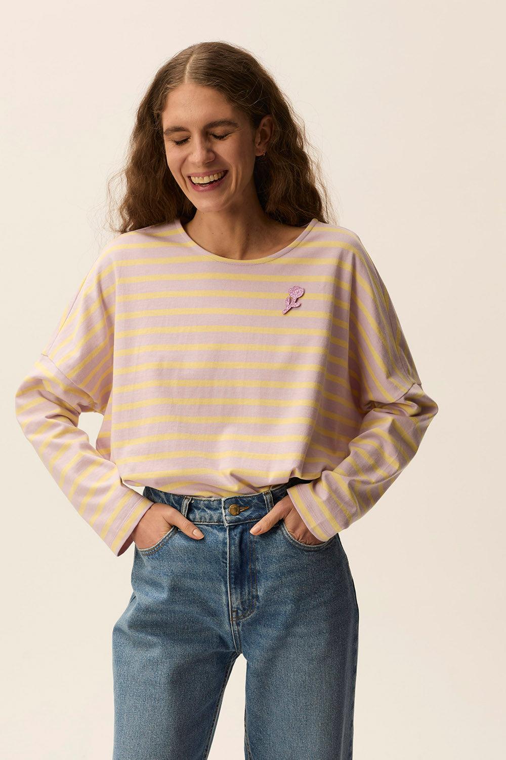 Des Petit Hauts Marinière Filly Lilas/Beurre