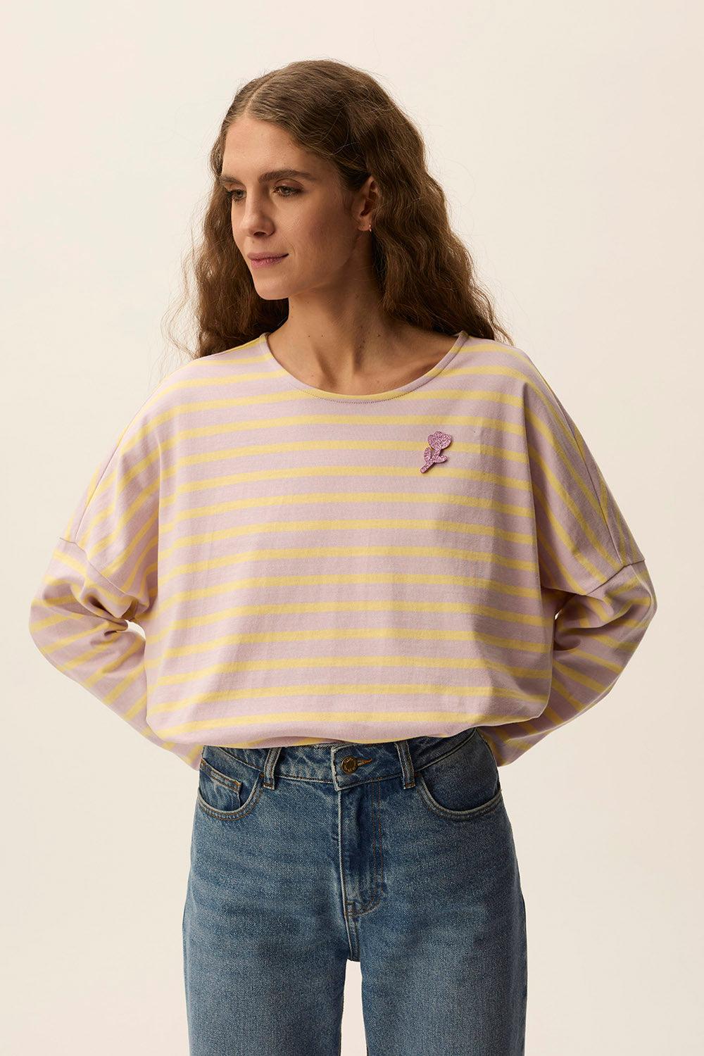 Des Petit Hauts Marinière Filly Lilas/Beurre