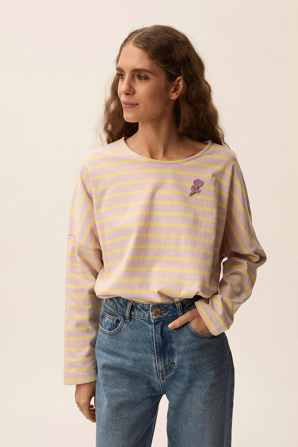 des petit hauts Marinière Filly Lilas/Beurre