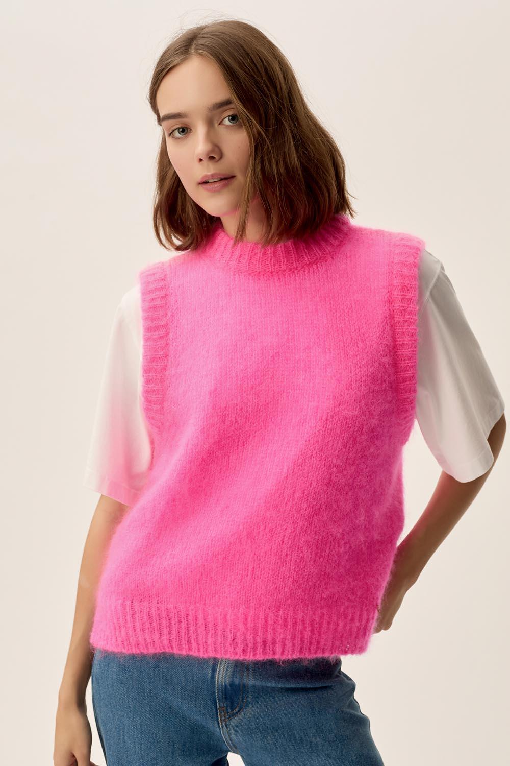 Des Petit Hauts Pull Alberto Rose Fluo
