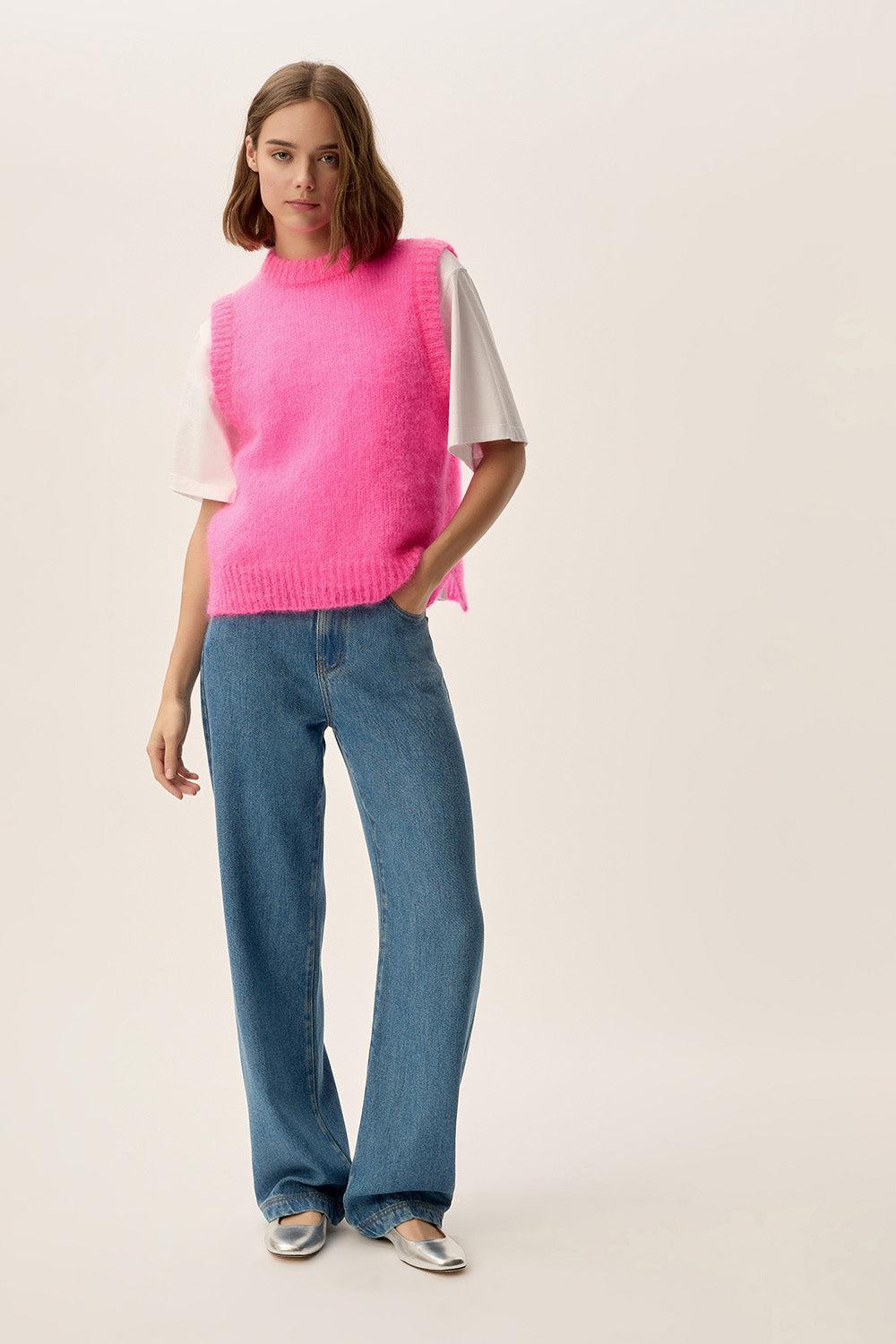 Des Petit Hauts Pull Alberto Rose Fluo