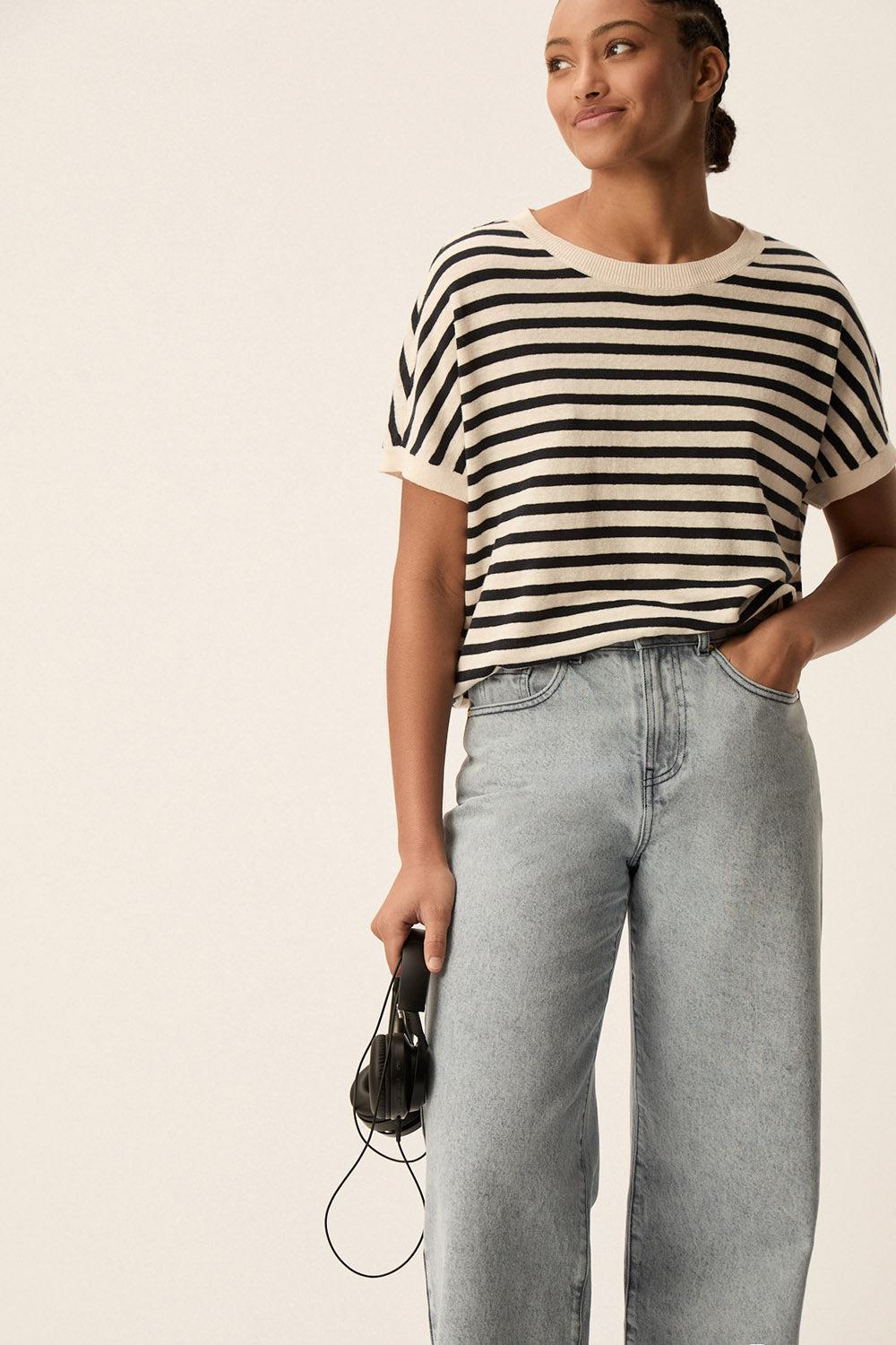 des petit hauts Pull Alexi Creme/Marine