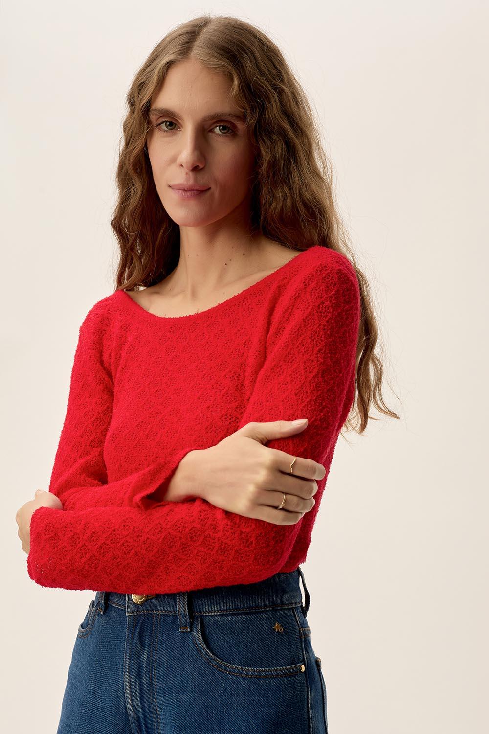 Des Petit Hauts Pull Clodette Tomate