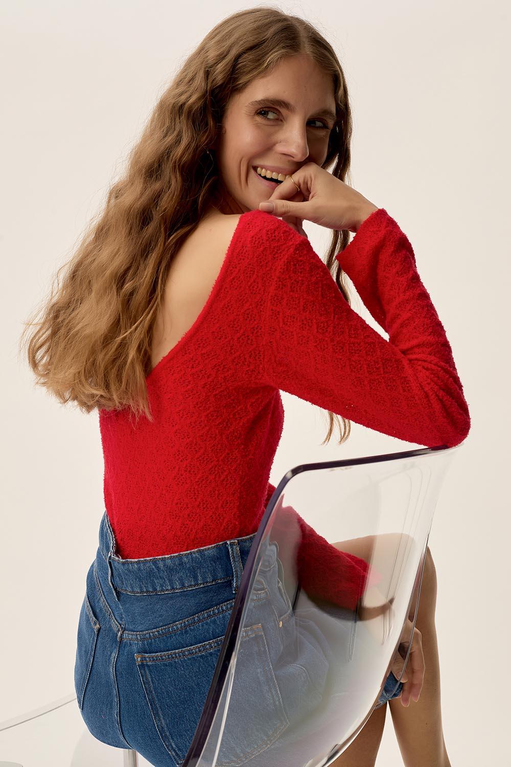 des petit hauts Pull Clodette Tomate