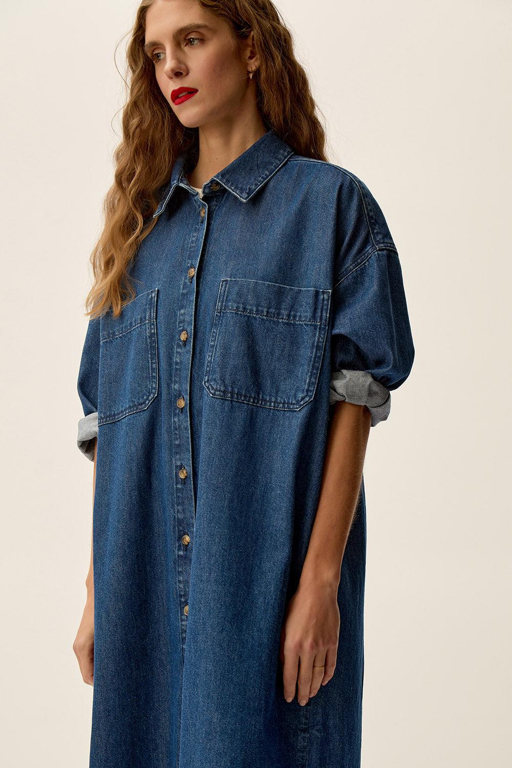 Des Petit Hauts Robe Lazou Middle Blue