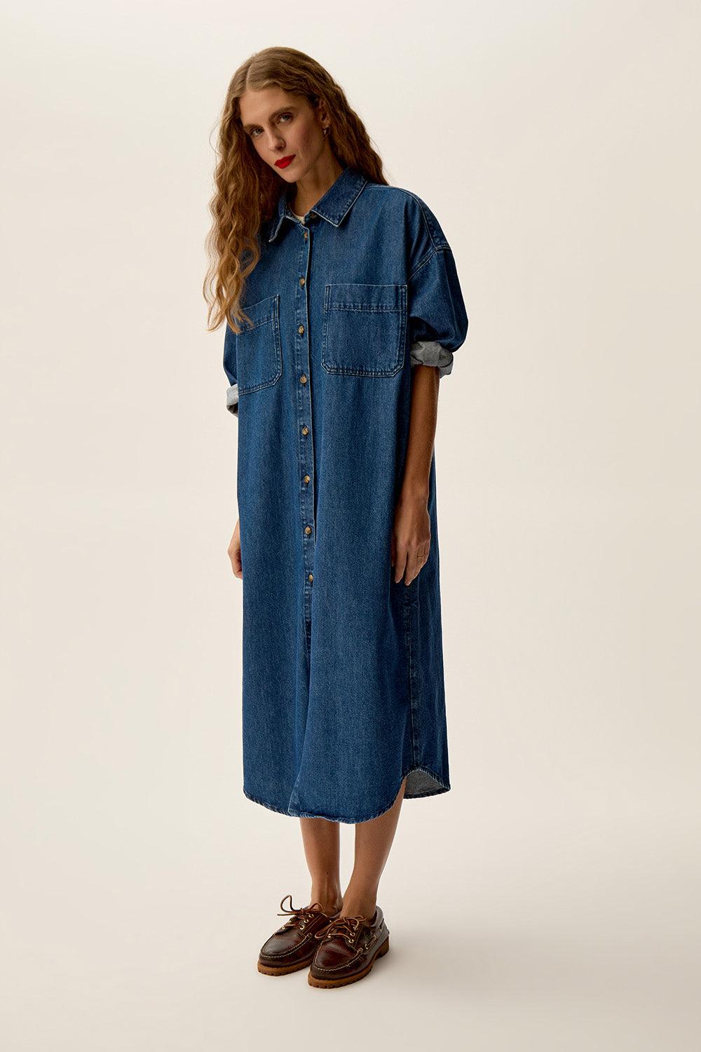 Des Petit Hauts Robe Lazou Middle Blue