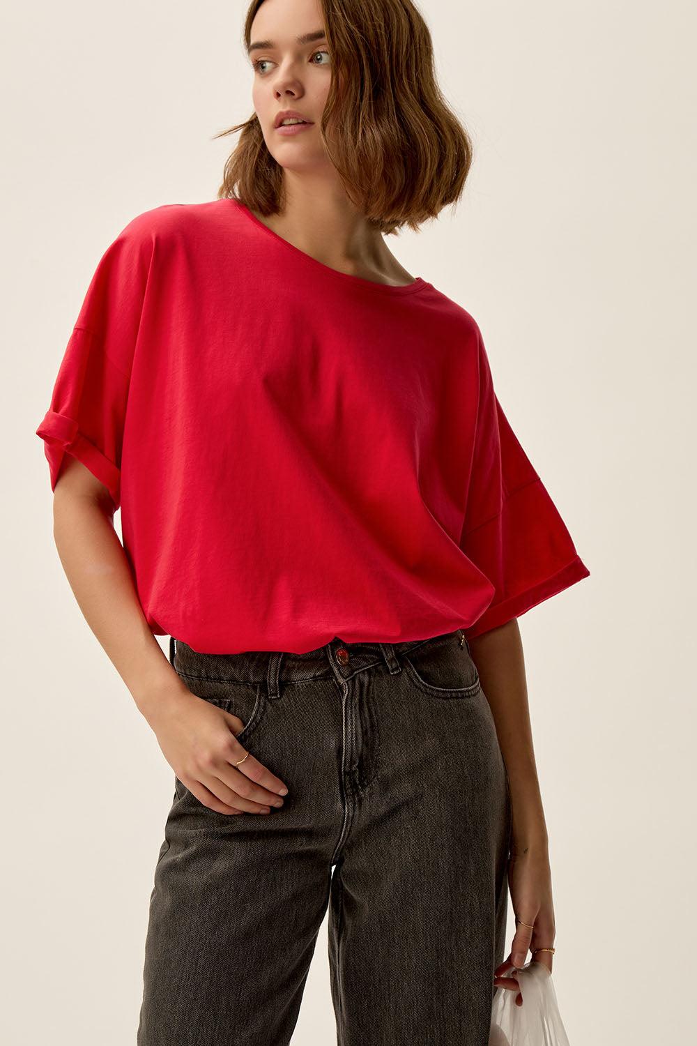 Des Petit Hauts Tee-shirt Haricia Tomate