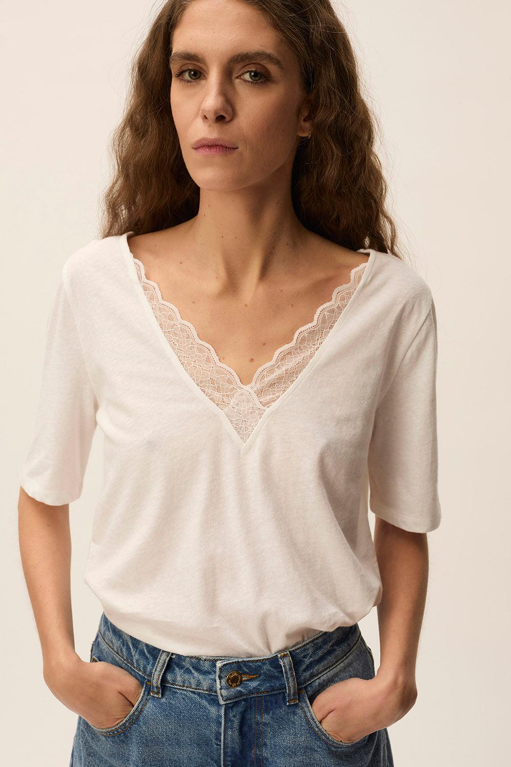 Des Petit Hauts Tee-shirt Helza Ecru