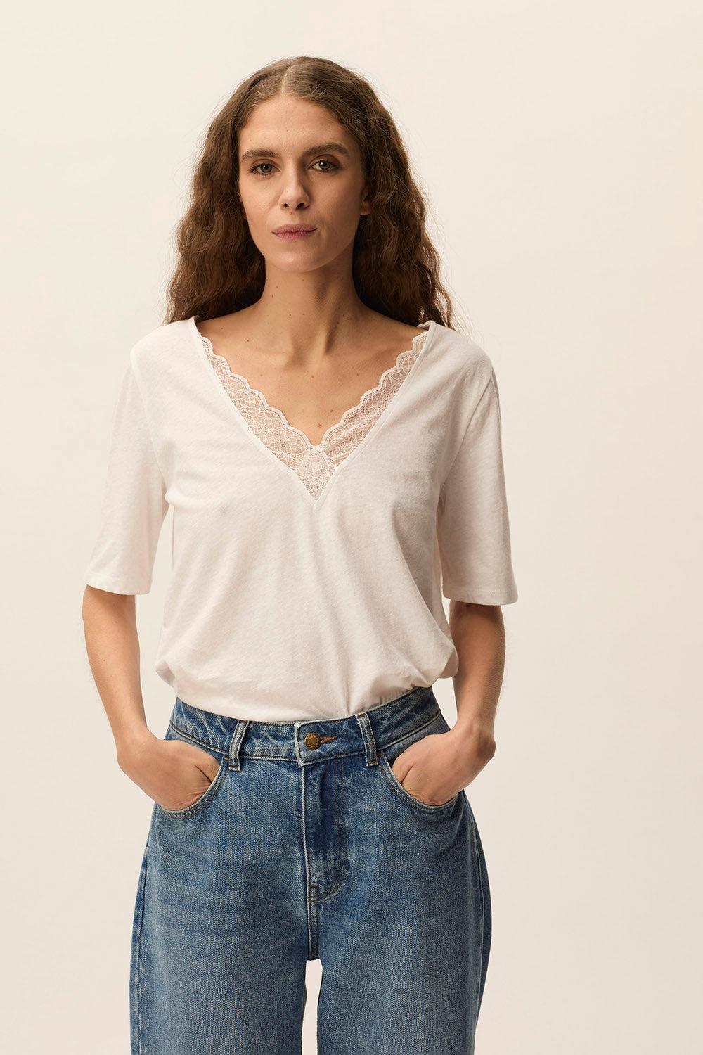 Des Petit Hauts Tee-shirt Helza Ecru