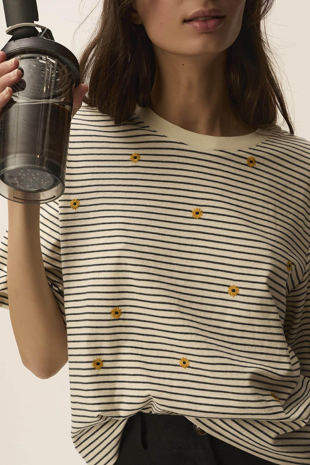 Des Petit Hauts Tee-shirt Josef Creme/Marine