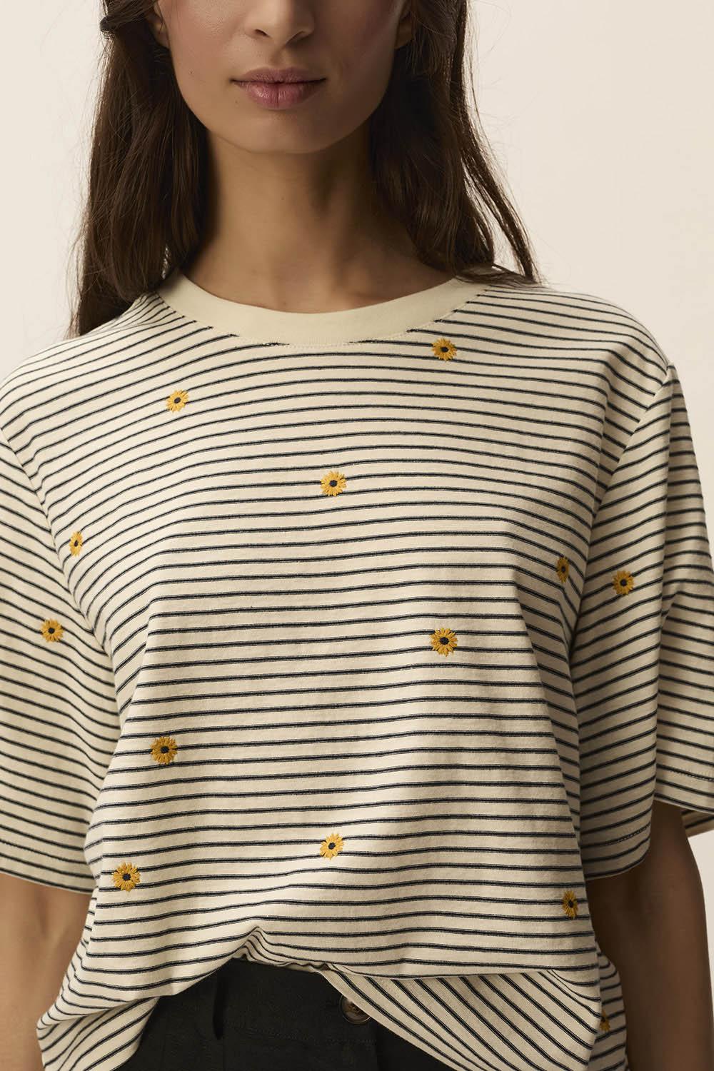 Des Petit Hauts Tee-shirt Josef Creme/Marine