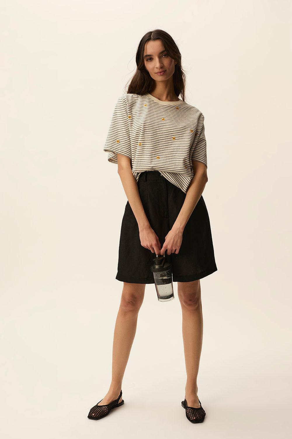 Des Petit Hauts Tee-shirt Josef Creme/Marine
