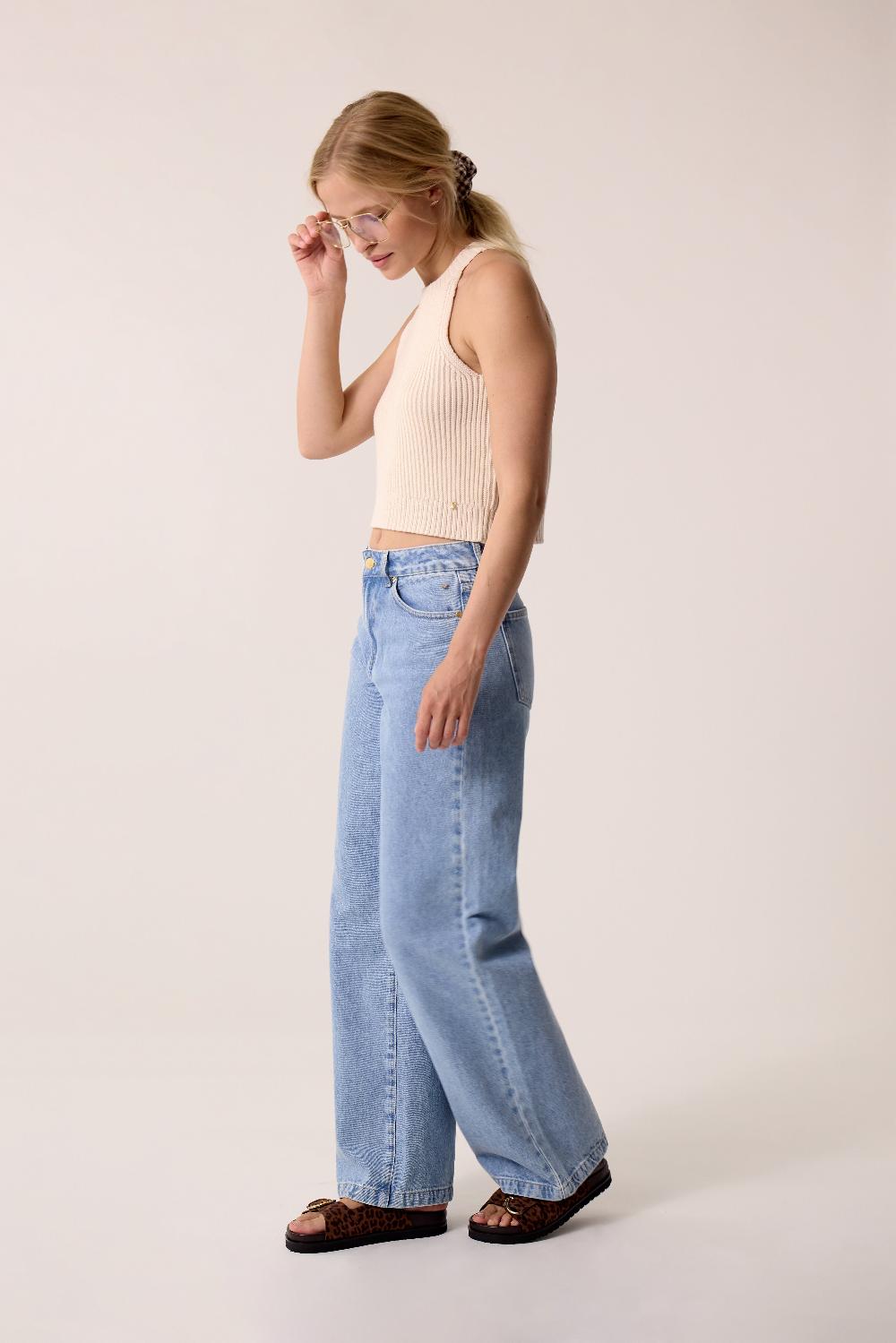Des Petit Hauts Top En Maille Abby Creme