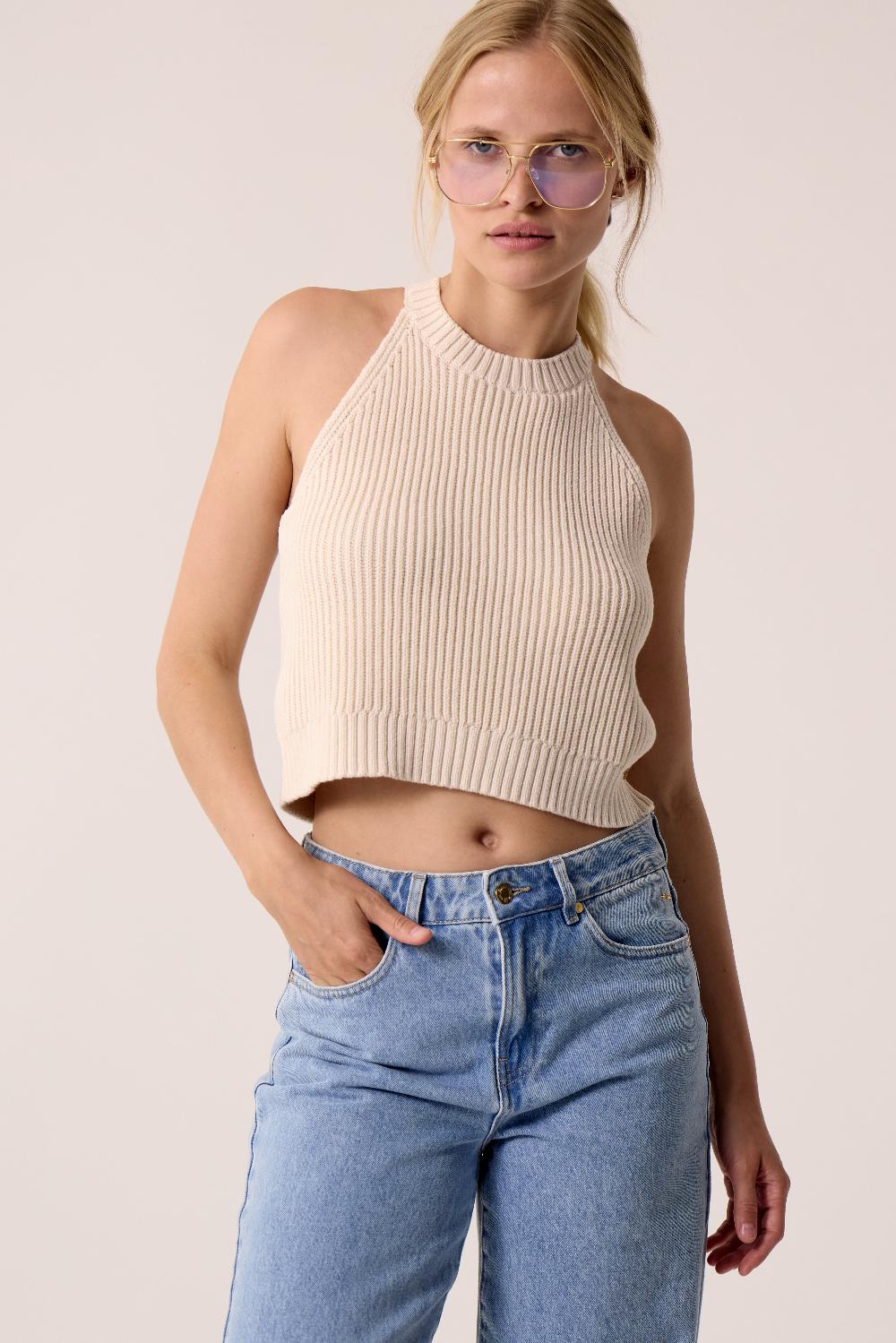 des petit hauts Top en maille Abby Creme