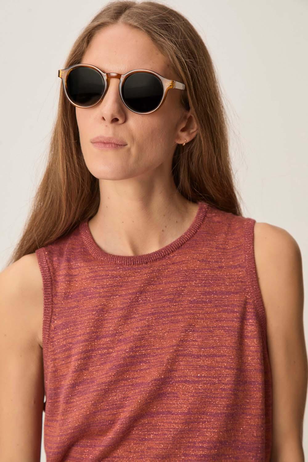 Des Petit Hauts Top En Maille Billy Cajou