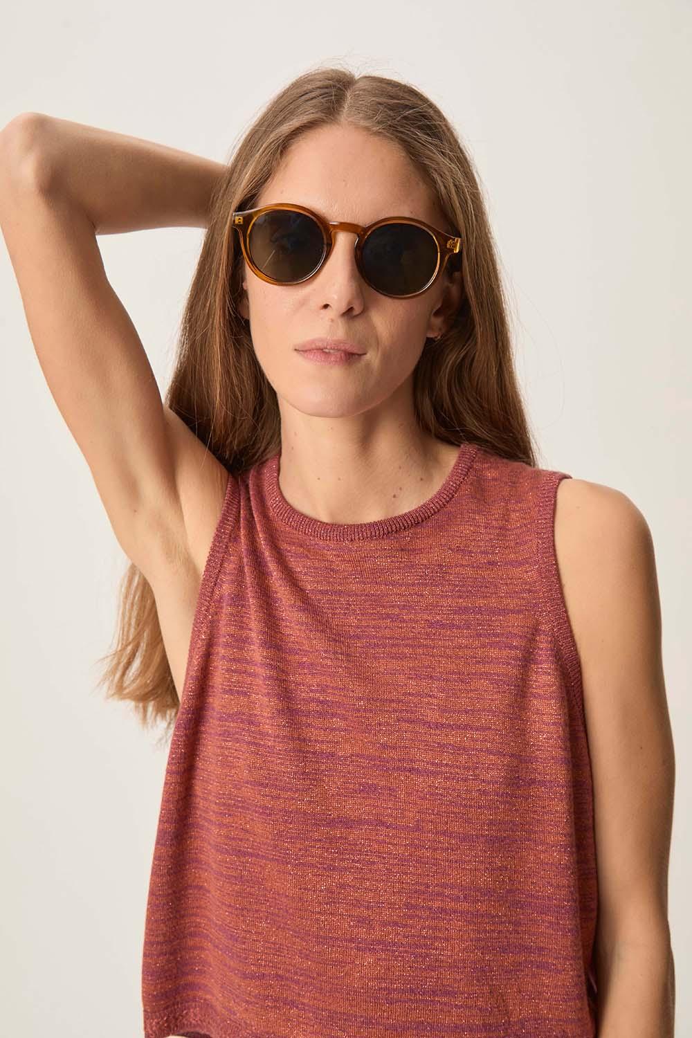 Des Petit Hauts Top En Maille Billy Cajou