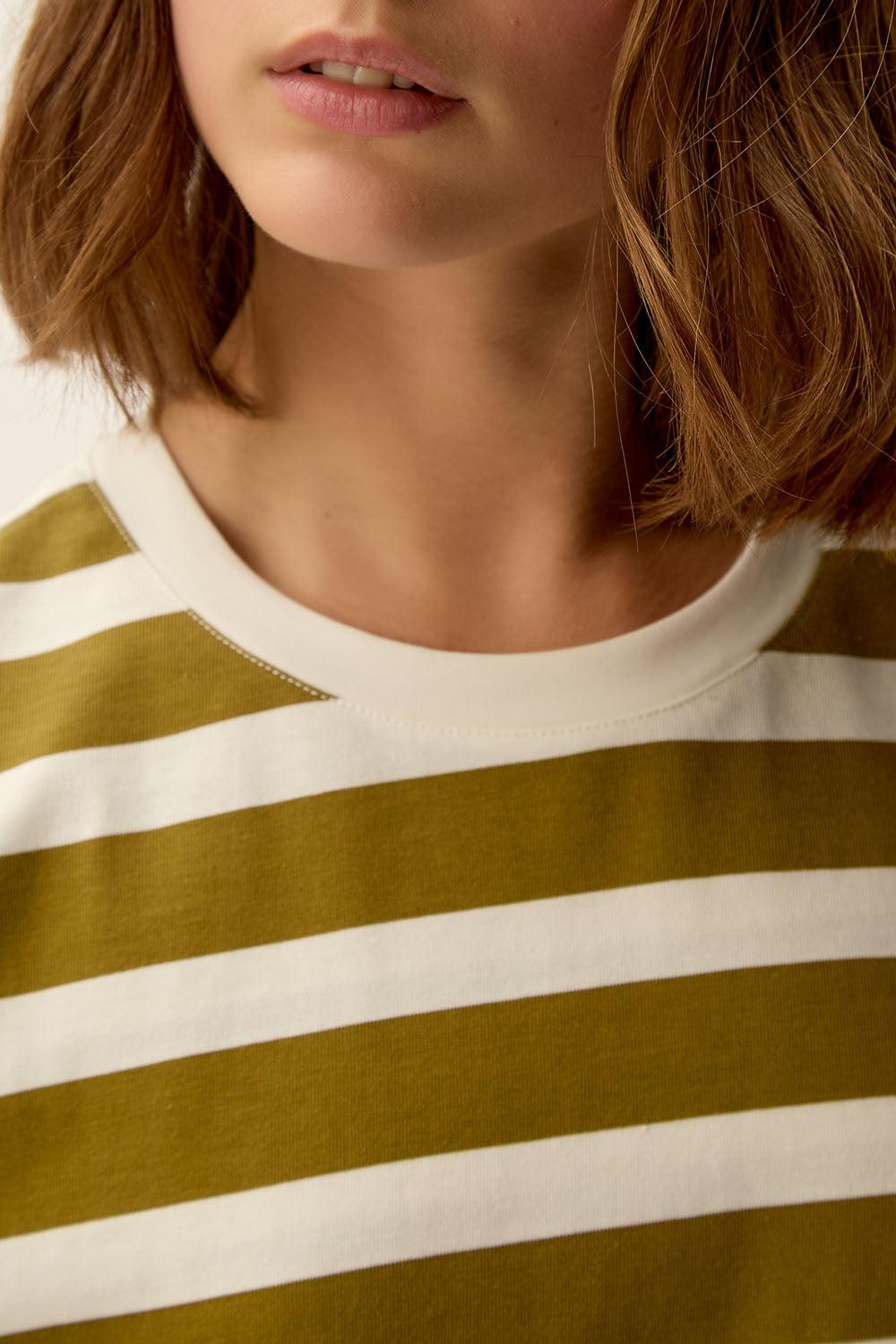 Des Petit Hauts Tee-shirt Marinière Filma Basilic/Ecru