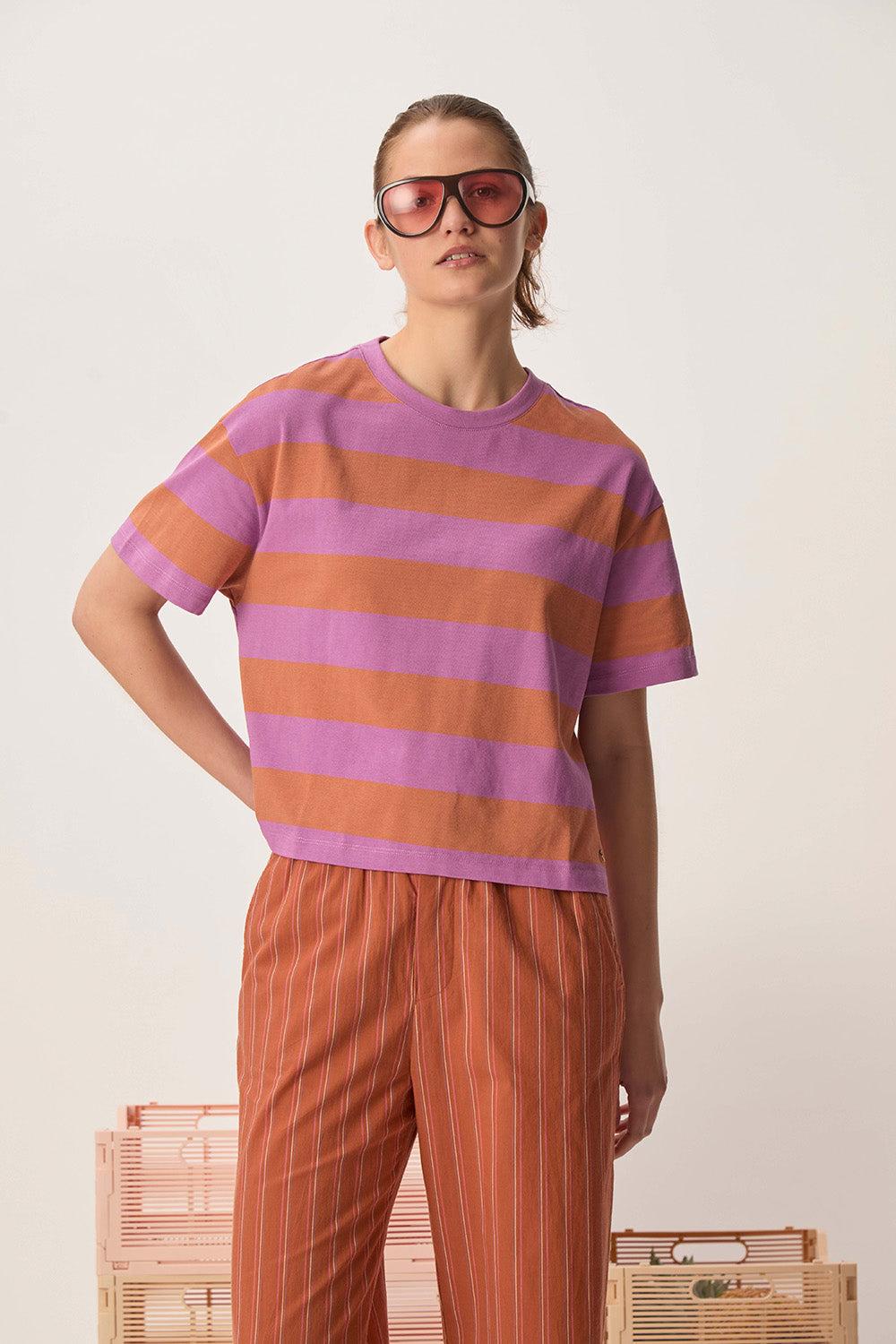 des petit hauts Tee-shirt marinière Filma Lavande/Peanut