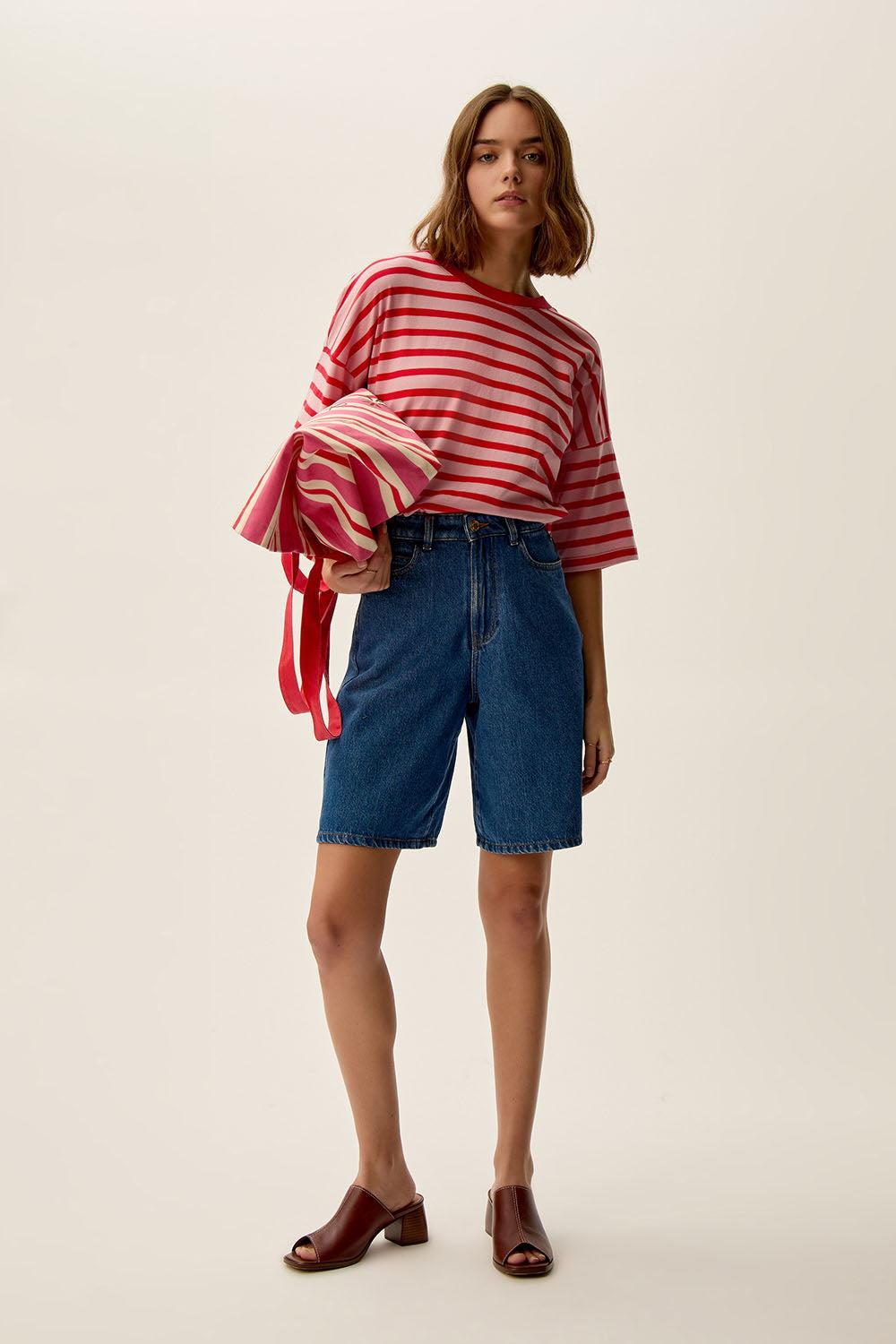 Des Petit Hauts Tee-shirt Marinière Josy Bubble/Tomate