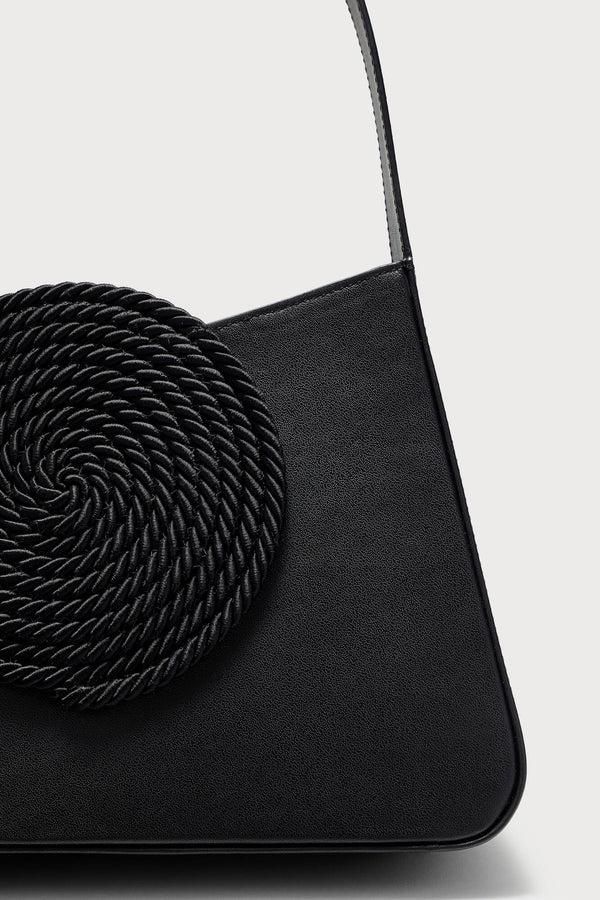 D'estrëe Paris Asymmetric Black Leather Bag With Passementerie Detail